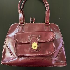 12 x 18 Deep brick red multi-pocket shoulder bag for computer/work